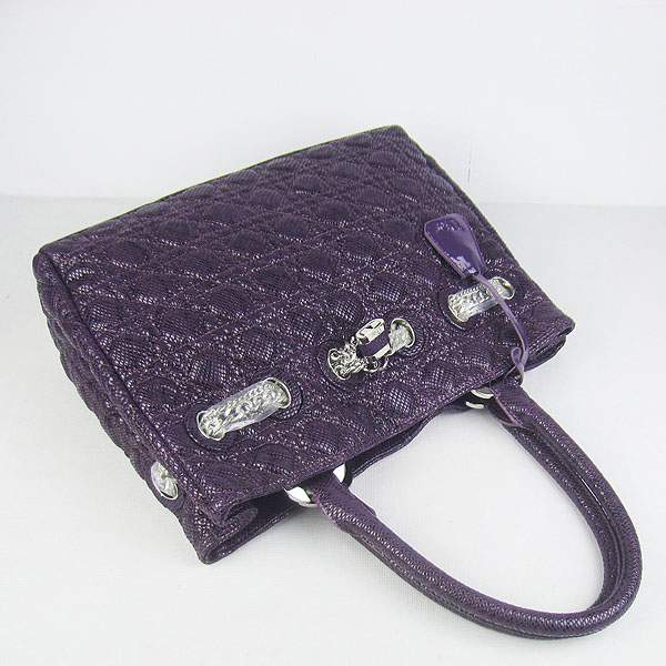 Christian Dior 1885 Snake Grain Leather Handbag-Purple